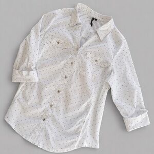 Button-down shirt polka dot black white size M